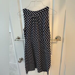 Lewis Cho Navy Blue & White Sleeveless Cotton Dress size Medium
